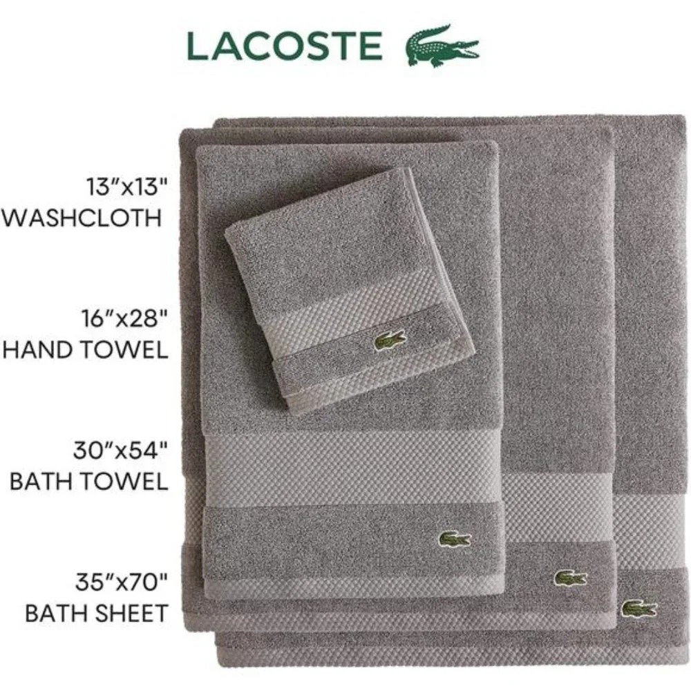 Lacoste Heritage Supima Cotton Bath Towel, Surf Blue, 30